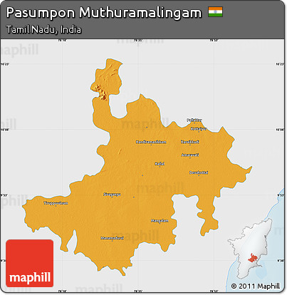 Political Map of Pasumpon Muthuramalingam, single color outside