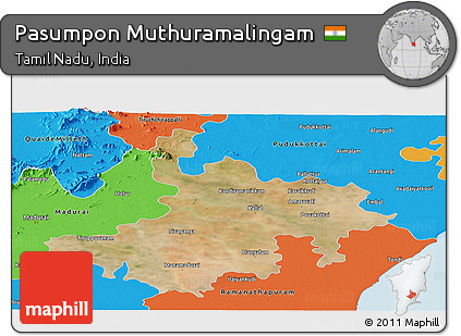 Satellite Panoramic Map of Pasumpon Muthuramalingam, political outside