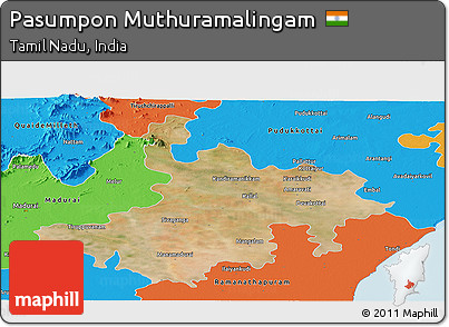 Satellite Panoramic Map of Pasumpon Muthuramalingam, political outside
