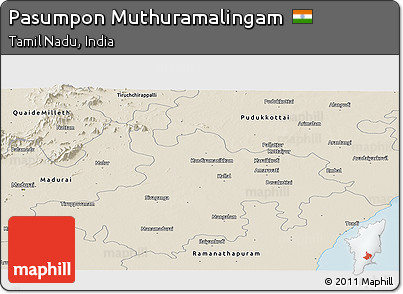 Shaded Relief Panoramic Map of Pasumpon Muthuramalingam