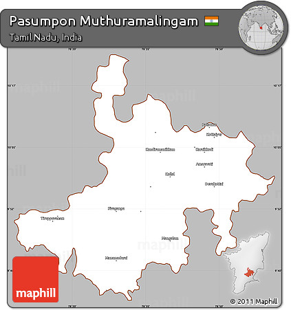 Gray Simple Map of Pasumpon Muthuramalingam, cropped outside
