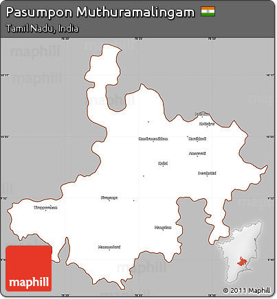 Gray Simple Map of Pasumpon Muthuramalingam, cropped outside