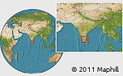 Satellite Location Map of Pudukkottai, within the entire country