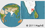 Satellite Location Map of Pudukkottai, highlighted country