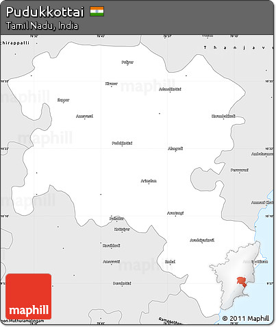 Silver Style Simple Map of Pudukkottai