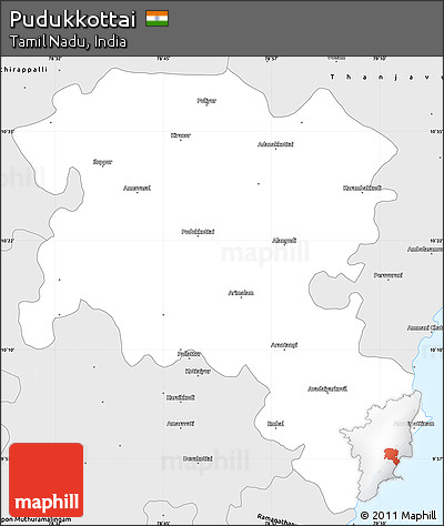 Silver Style Simple Map of Pudukkottai