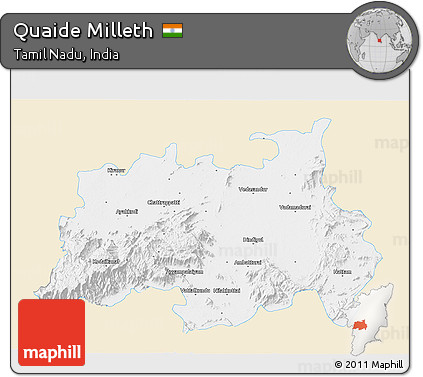 Classic Style 3D Map of Quaide Milleth, single color outside