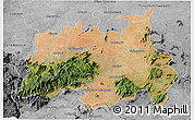 Satellite 3D Map of Quaide Milleth, desaturated