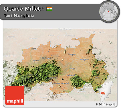Satellite 3D Map of Quaide Milleth, lighten