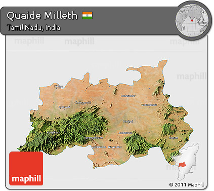 Satellite 3D Map of Quaide Milleth, single color outside