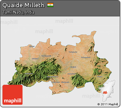 Satellite 3D Map of Quaide Milleth, single color outside