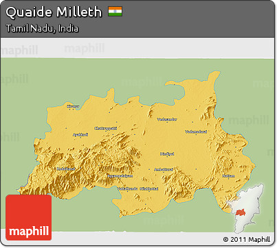 Savanna Style 3D Map of Quaide Milleth, single color outside