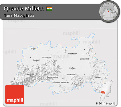 Silver Style 3D Map of Quaide Milleth, single color outside