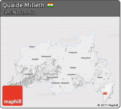 Silver Style 3D Map of Quaide Milleth, single color outside