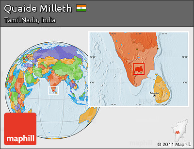 Political Location Map of Quaide Milleth