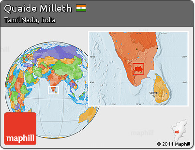 Political Location Map of Quaide Milleth