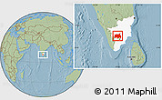 Savanna Style Location Map of Quaide Milleth, highlighted parent region, hill shading