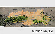 Satellite Panoramic Map of Quaide Milleth, darken, semi-desaturated
