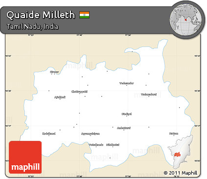 Classic Style Simple Map of Quaide Milleth, single color outside