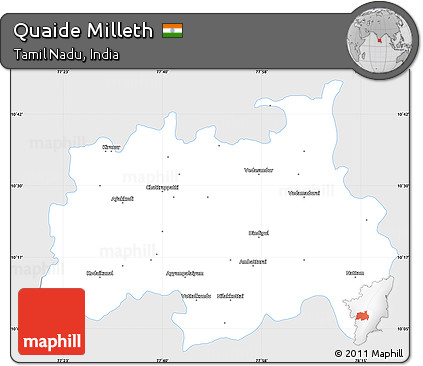 Silver Style Simple Map of Quaide Milleth, single color outside