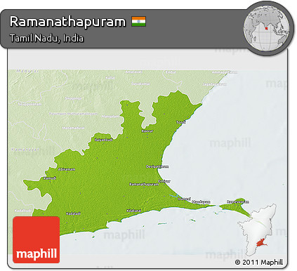 Physical 3D Map of Ramanathapuram, lighten