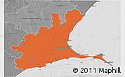 Political 3D Map of Ramanathapuram, desaturated