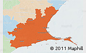 Political 3D Map of Ramanathapuram, lighten