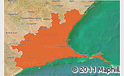 Political 3D Map of Ramanathapuram, satellite outside