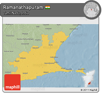 Savanna Style 3D Map of Ramanathapuram
