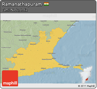 Savanna Style 3D Map of Ramanathapuram