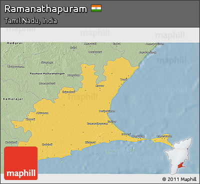 Savanna Style 3D Map of Ramanathapuram