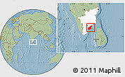 Savanna Style Location Map of Ramanathapuram, highlighted parent region, hill shading