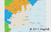 Shaded Relief Map of Ramanathapuram, political outside