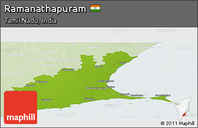 Physical Panoramic Map of Ramanathapuram, lighten