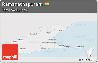 Silver Style Panoramic Map of Ramanathapuram, single color outside