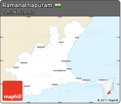 Classic Style Simple Map of Ramanathapuram, single color outside