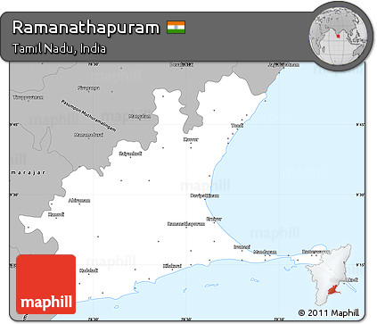 Gray Simple Map of Ramanathapuram