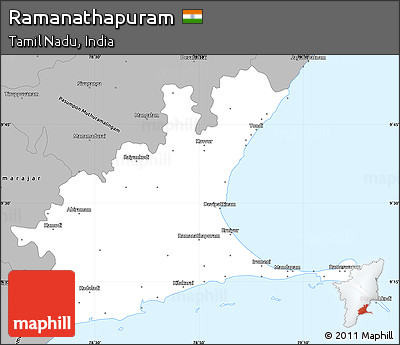 Gray Simple Map of Ramanathapuram