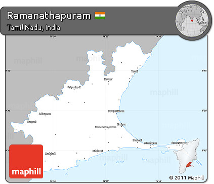Gray Simple Map of Ramanathapuram, single color outside