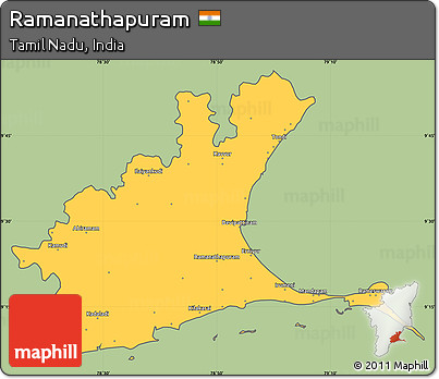 Savanna Style Simple Map of Ramanathapuram, cropped outside