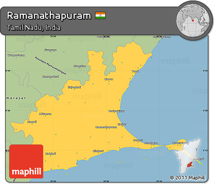 Savanna Style Simple Map of Ramanathapuram