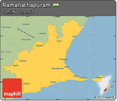 Savanna Style Simple Map of Ramanathapuram