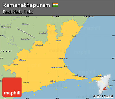 Savanna Style Simple Map of Ramanathapuram