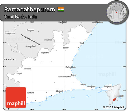 Silver Style Simple Map of Ramanathapuram