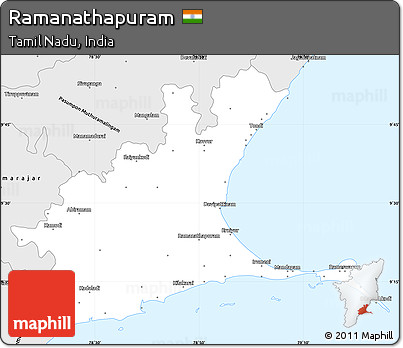 Silver Style Simple Map of Ramanathapuram