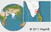 Satellite Location Map of Thanjavur, highlighted country