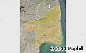 Satellite Map of Thanjavur, semi-desaturated