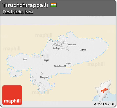 Classic Style 3D Map of Tiruchchirappalli, single color outside