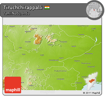 Physical 3D Map of Tiruchchirappalli