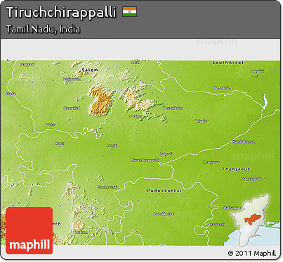 Physical 3D Map of Tiruchchirappalli